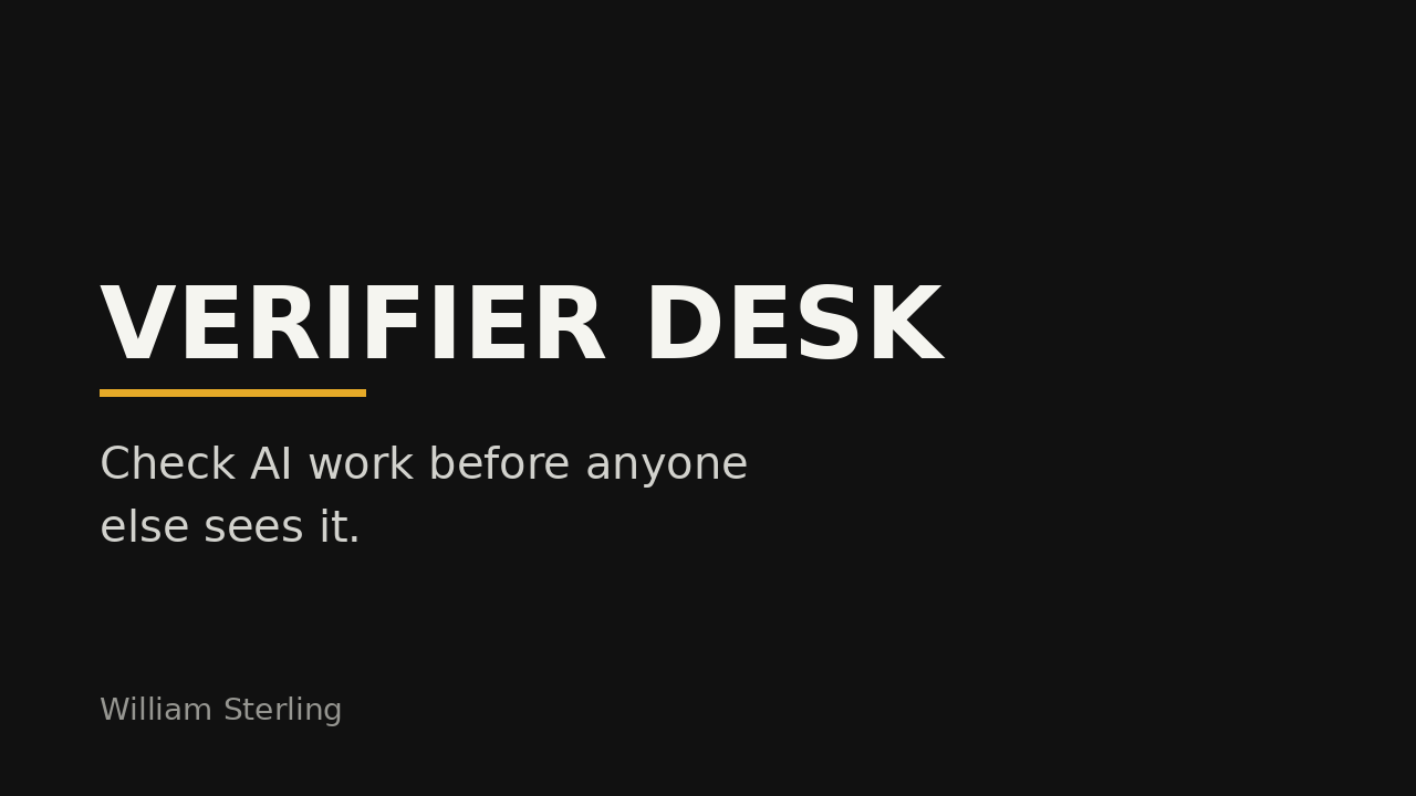 Verifier Desk cover